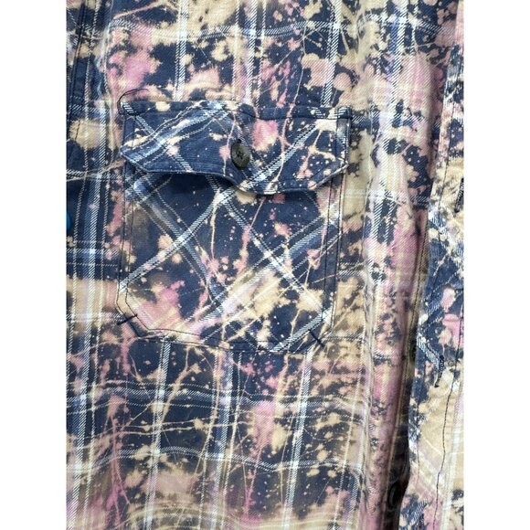 Dickies Women’s Size XL Bleached Plaid Button-Up Long Sleeve Work Shirt - Picture 3 of 5